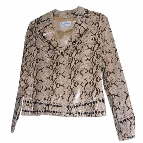PAMELA McCoy Leather Snakeskin Pattern jacket NEW - Picture 4 of 7